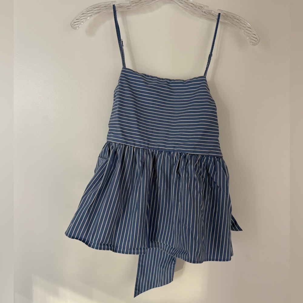 Express Blue and White Striped Spaghetti Strap Top